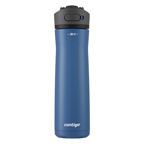 Contigo Ashland Chill Stainless Steel Water Bottle with Leakproof Lid & Straw, Water Bottle with Handle Keeps Drinks Cold for 24hrs & Hot for 6hrs, Great for Travel, School, Work, & More, 24oz