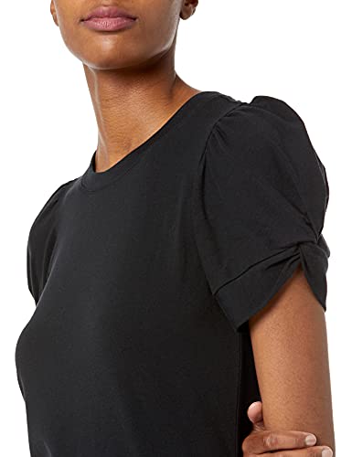 Amazon Essentials Women's Classic-Fit Twist Sleeve Crewneck T-Shirt, Black, X-Small