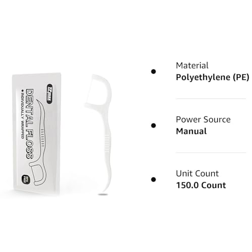 150 Count Dental Flossers Each Individually Wrapped, Floss Singles Bag, Travel Hotel Restaurant Office Car Dental Floss, Floss Picks Oral Care Teeth Clean Flat Wire