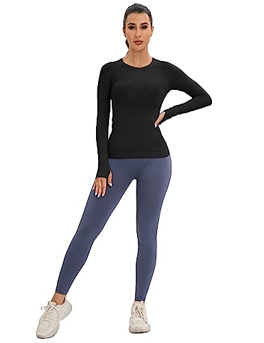 MathCat Workout Shirts for Women Long-Sleeved Athletic Shirt Running Breathable Seamless Yoga Tops Red