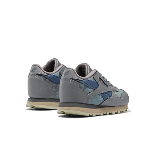 Reebok Kids Classic Leather Sneaker, Jurassic World/Grey/Teal Fog/Brave Blue, 4 US Unisex Toddler