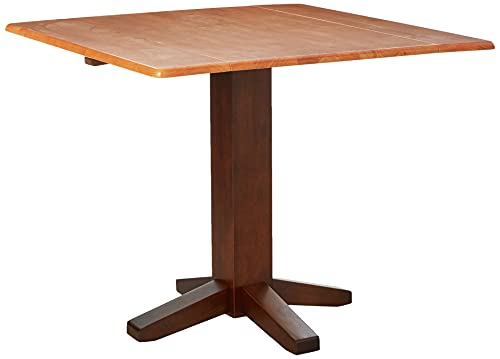 Solid Wood 36" Square Dual Drop Leaf Dining Table, White