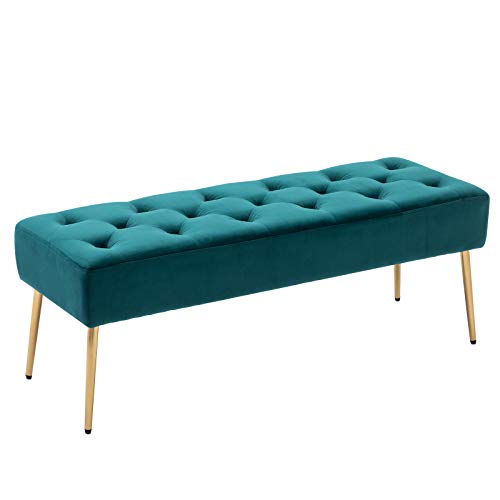 DUHOME Button-Tufted Ottoman Bench, Upholstered Bedroom Benches Footrest Stool Leather Accent Bench for Entryway Dining Room Living Room Bedroom End of Bed, Black