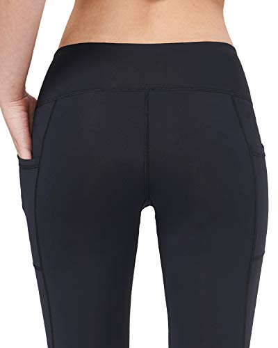 Keolorn High Waist Yoga Pants with Pockets Tummy Control Workout Leggings for Women 4 Way Stretch Leggings with Pockets (Black, X-Small)