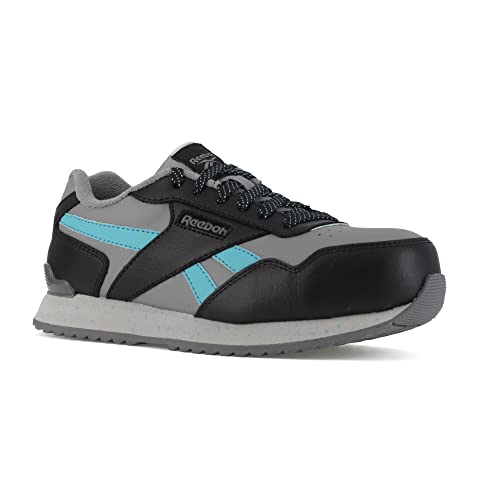 Reebok Work Women's RB982 Harman Composite Toe Classic Work Sneaker Grey and Teal Safety, Black, 9 Wide