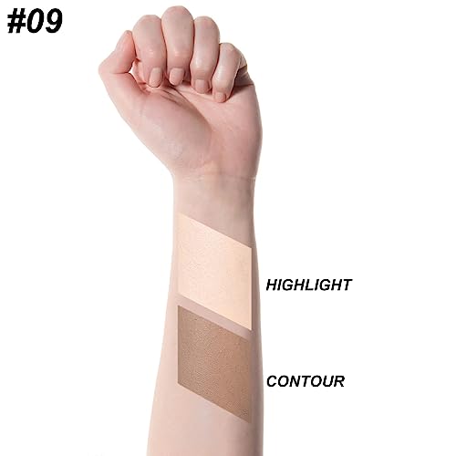 FOCALLURE 2 in 1 Cream Bronzer and Highlighter Stick,Non-greasy & Non-drying Contour Pencil,Easy to Create a Natural Matte Finishing,Long Lasting & Waterproof Face Brighten Make up Pen,CUSTARD SAUCE