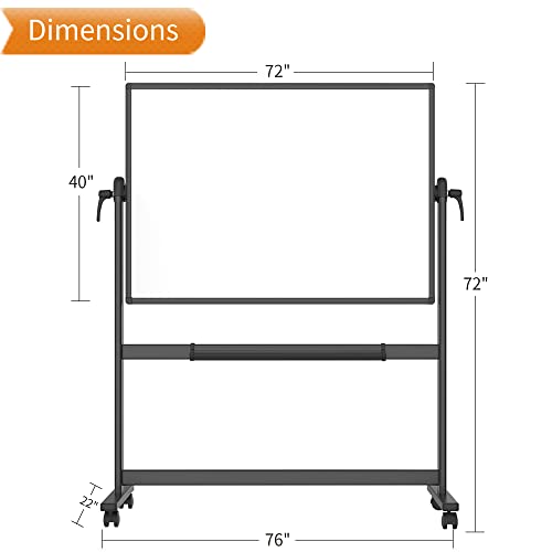 VIZ-PRO Double-Sided Magnetic Mobile Whiteboard, 48 x 32 Inches, Aluminium Frame and Stand