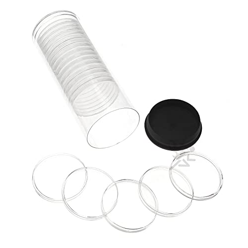 OnFireGuy Coin Capsule Storage Tube & 20 Air-Tite H40 Direct Fit Coin Holders for 1oz Silver Eagles (Black Plug Lid)