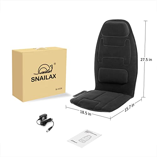 Snailax Massage Cushion with Heat - Memory Foam Neck and Lumbar Support, 10 Vibration Motors for Back and Chair