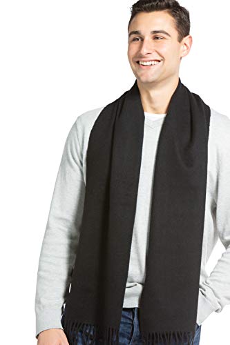 Fishers Finery Men's 100% Pure Cashmere Scarf, Warm and Comfortable (Black)