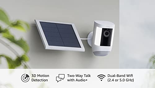 Ring Spotlight Cam Pro, Solar | 3D Motion Detection, Two-Way Talk with Audio+, and Dual-Band Wifi (2022 release) - White