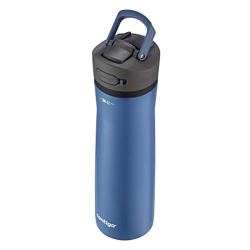 Contigo Ashland Chill Stainless Steel Water Bottle with Leakproof Lid & Straw, Water Bottle with Handle Keeps Drinks Cold for 24hrs & Hot for 6hrs, Great for Travel, School, Work, & More, 24oz