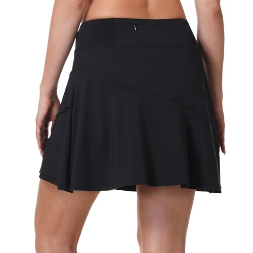 ANIVIVO Women Skorts Skirts 18" Tennis Golf Pickleball Ruffle Skorts Athletic Workout Skirt with Pockets(Black,S)