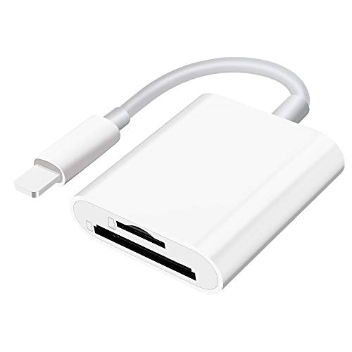 SD Card Reader for iPhone iPad Camera,Dual Card Slot Memory Card Reader Supports SD and TF Card Trail Camera Viewer Sd Card Adapter Portable Micro Sd Card Reader No Application Required Plug and Play