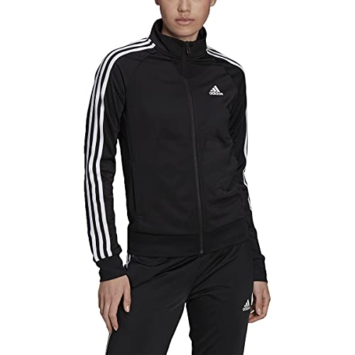 adidas Women's Standard Essentials Warm-Up 3-Stripes Track Jacket, True Pink/White (Primegreen), 2X