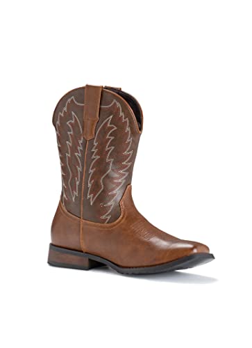 IUV Cowboy Boots For Men Western Boot Durable Classic Embroidered Square Toe Traditional Boots