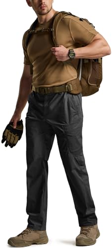 CQR Men's Quick Dry Tactical Pants, Water Resistant Outdoor Pants, Lightweight Stretch Cargo Work Hiking Pants, Runyon Cargo Pants Charcoal, 32W x 32L