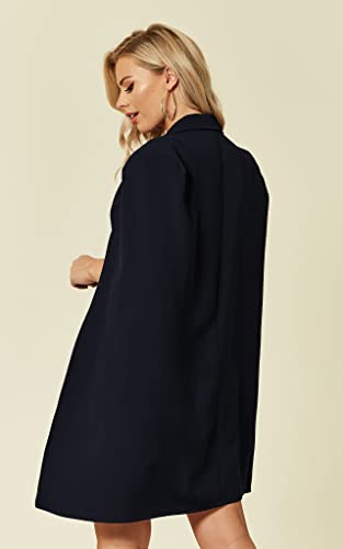 EXTRO&VERT Cape Blazer Dress for Women Gold Buttons Double Breasted Split Sleeve Casual Outfit