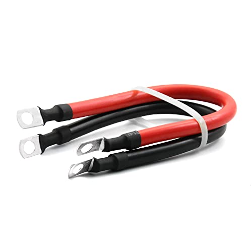 2 AWG Battery Cable 2AWG Gauge Pure Copper Battery Inverter Cables with 5/16 in Lugs Both Ends Power Inverter Wire Set for Automotive Solar Marine Boat RV Car Motorcycle Red and Black (1FT)