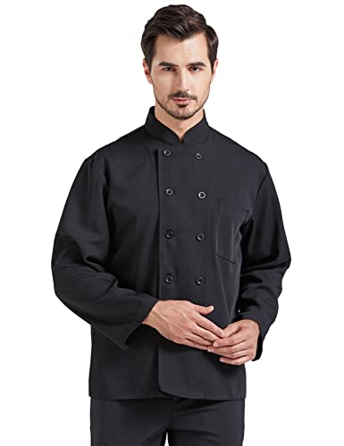Nanxson Unisex Chef Coat Kitchen Short/Long Sleeve Chef Jacket for Men and Women CFM0001 LongBlackS