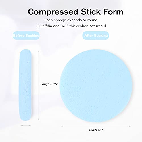 Facial Sponge Compressed Makeup Remover 60 Count Wash Pads Round Soft Face Cleansing Sponges for Woman Exfoliating Mask,Makeup Removal,Spa Cleaning,Blue
