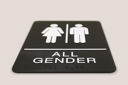 Headline Sign All Gender Restroom Sign, 6 x 9 Inches, ADA, Black and White (9460)