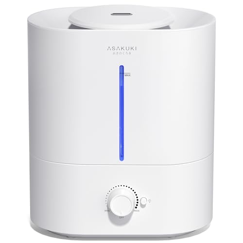 ASAKUKI Cool Mist Humidifiers for Bedroom Home, 4L Top Fill Humidifier Large Room for Baby Nursery & Plants, Quiet Room Humidifier with Diffuser, Night Light, Auto Shut Off, Easy Clean, 40H Runtime