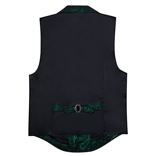 Barry.Wang Mens Victorian Vest Black Gold Paisley Steampunk Gothic Tailored Collar Waistcoat