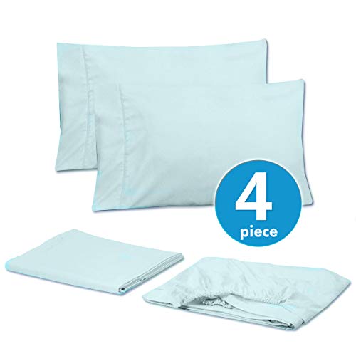 Full Size Bed Sheets - 6 Piece 1500 Supreme Collection Fine Brushed Microfiber Deep Pocket Full Sheet Set Bedding - 2 Extra Pillow Cases, Great Value, Full, Pinstripe White