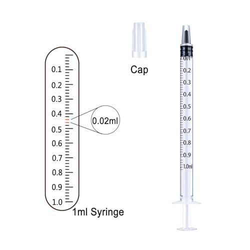 12 Pack 1 ml Syringe for Liquid without Needle,Syringe with Cap,Individually Wrapped,for Scientific Labs,Measurement,Dispensing,Oil or Glue Applicato