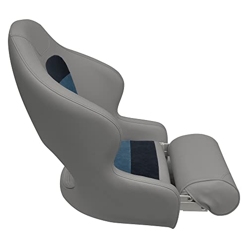 Wise 8WD3315-1011 Deluxe Pontoon Series Bucket Seat with Bolster, Grey/Navy/Blue