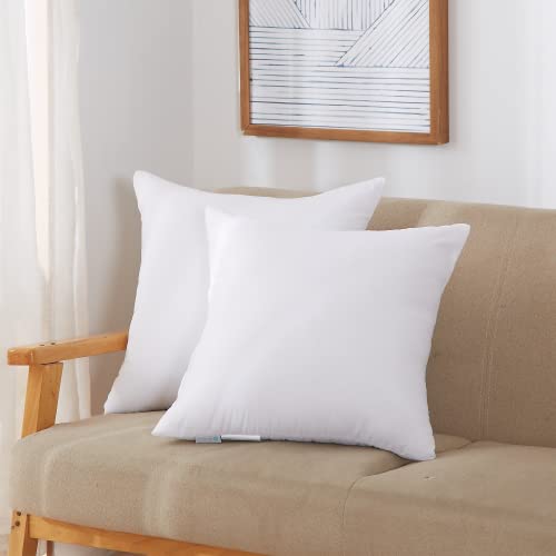 Acanva Throw Pillow Inserts for Bed Couch Sofa Chair Indoor Decorative, Square Sham Stuffer Cushion with Premium Polyester Microfiber, 12x12 Inch(2 Count), White