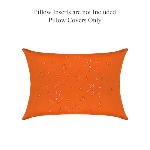 A1 HOME COLLECTIONS A1HC Luxurious Outdoor Waterproof Pillow Covers 12x20 Inches (Pack of 2, Burning Orange), Throw Pillow Covers for Pool Areas, Garden, Sofa, Chairs, Beds, Tent, Patio