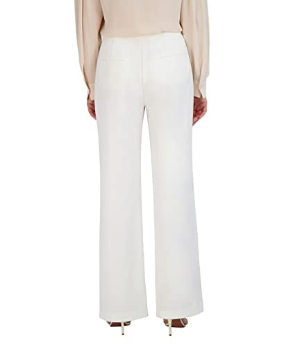 BCBGMAXAZRIA Women's Straight Leg Pant Crease Functional Pockets Trouser, Gardenia