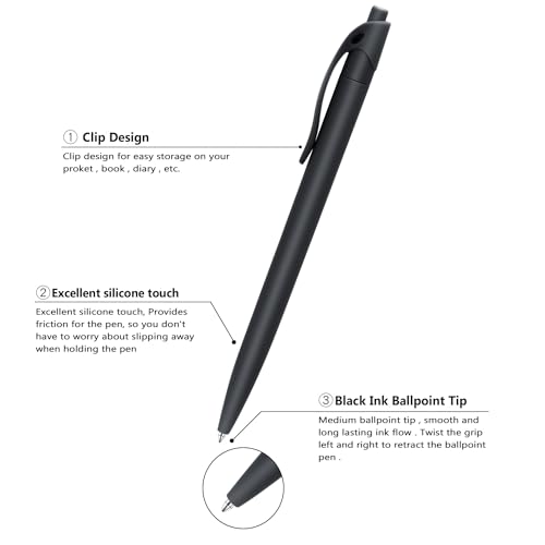 Aozora Pens Bulk,80 Pack Black Click Pens No Bleed,Wholesale Retractable Ballpoint Pens Medium Point,Smooth Ink Pens for Journaling School Office Supplies 1.0MM Black Ink