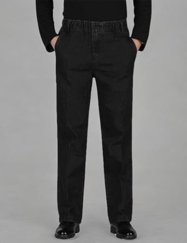 IDEALSANXUN Black Jeans for Men Elastic Waist Jeans Casual Pants, Black, 40x28