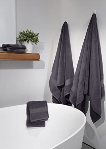 100% Organic Cotton Bath Towel Set | Bathroom Luxury Towel Set of 6 | GOTS Certified | Hotel Premium Towels | 700 GSM | 2 Bath Towels 30 x 56|2 Hand Towels 16 x 30|2 Wash Cloths 13 x 13|Charcoal Black