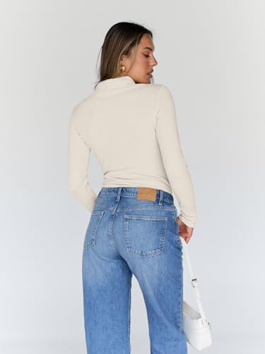 Trendy Queen Women's Turtleneck Long Sleeve Shirts Fall Fashion BasicThermal Underwear Tops Winter Clothes 2025 Sage S