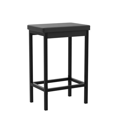 HOOBRO Bar Stools, Set of 2 Bar Chairs, 24.8-Inch Height Stools, Breakfast Bar Stools, Kitchen Bar Chairs, 2" Thick Upholstery, for Kitchen, Dining Room, Cafe, Bar Counter, Black BB21BY01