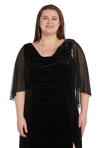 R&M Richards Women's Plus Size Evening Gown W/Side Slit, Twilight