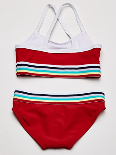 Kanu Surf Girls UPF 50+ Beach Sport Athletic Bikini Swimsuit, Tanya Red, 12