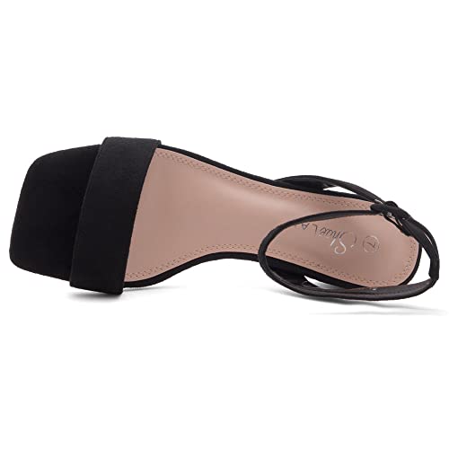 Shoe Land Womens SL-Melinda Low Heels Open Toe Dress Heeled Sandals Ankle Strap Classic Short Chunky Block Heel Sandal for Daily Work Wedding Party, FuchsiaFuchsia, Size 6.0