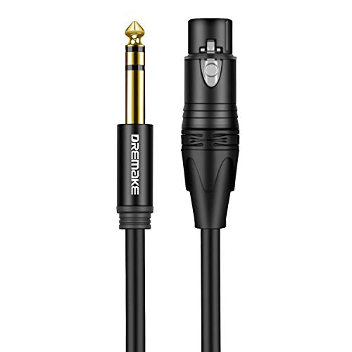 DREMAKE TRS 1/4 Inch 6.35mm/6.5mm to XLR Female Balanced Interconnect Audio Cable, 3Pin XLR to Quarter Inch Mic Cable for Microphone, Mixer, Guitar, AMP, Speakers - Black/3FT