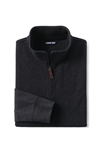 Lands' End Mens Bedford Rib Quarter Zip Sweater Dark Charcoal Heather Big and Tall 3xlt