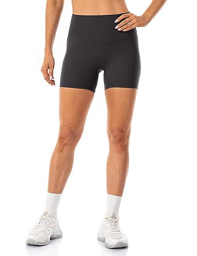 Lavento Women's All Day Soft Biker Shorts 7 Inch - High Waisted Workout Gym Running Yoga Shorts (Black, 4)