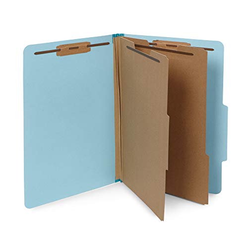 10 Blue Legal Size Classification Folders - 2 Divider 2 Inch Tyvek expansions - Durable 2 Prongs Designed to Organize Standard Law Client Files, Office Reports - Legal Size, 8 3/4 x 14 3/4, 10 Folders