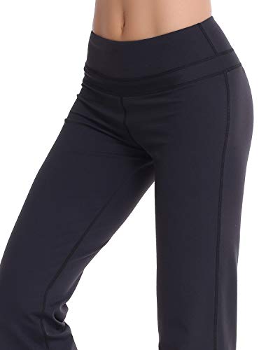 Zeronic Women's Bootcut Yoga Pants High Waist Tummy Control Long Bootleg Work Pants Workout Running Flare Pants for Women (X-Small) Black