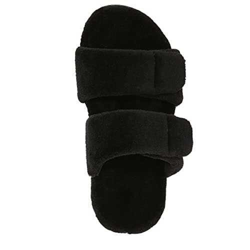 Vionic Women's Indulge Dessie Slipper - Ladies Comfortable Cozy Adjustable House Slippers with Concealed Orthotic Arch Support Black 5 Medium