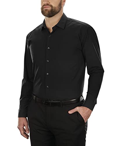 Unlisted by Kenneth Cole mens Big and Tall Solid Dress Shirt, Black, 18.5 Neck 37 -38 Sleeve US