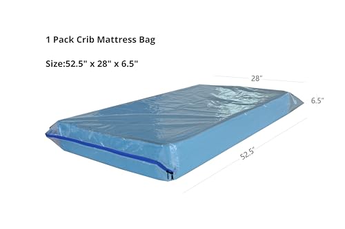 JUNESHE Crib Mattress Storage Bag with Zipper -4 Mil Plastic Waterproof Crib Mattress Bag for Moving and Storage